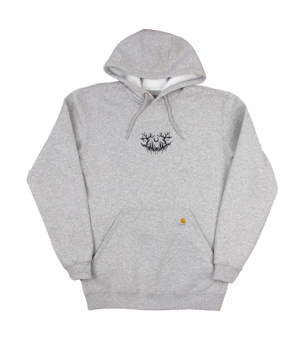 Lorna Shore Carhartt Embroidered Puff Hooded Sweatshirt (Heather Grey)