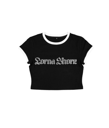 Lorna Shore Rhinestone Womens Crop Top