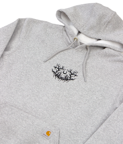 Lorna Shore Carhartt Embroidered Puff Hooded Sweatshirt (Heather Grey)
